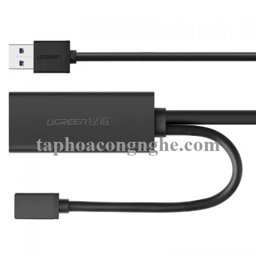 Ugreen 20827 10M màu Đen Cáp tín hiệu nối dài USB 3.0 hỗ trợ nguồn MICRO USB US175 30020827
